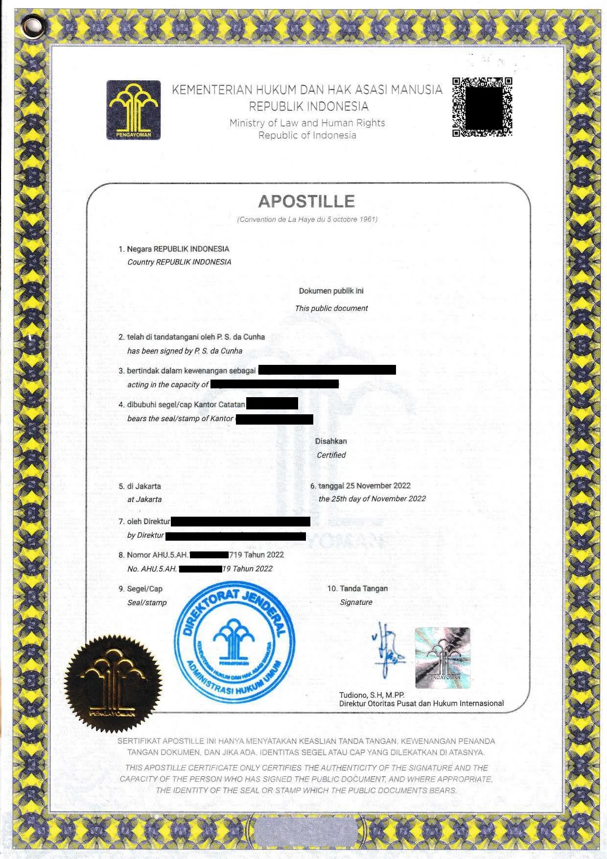 Апостиль в Индонезии