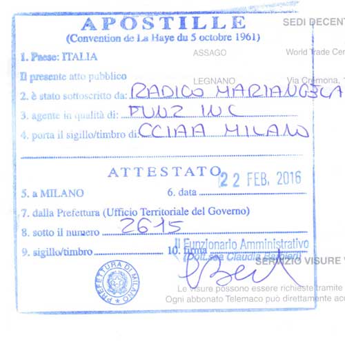 Апостиль в Италии
