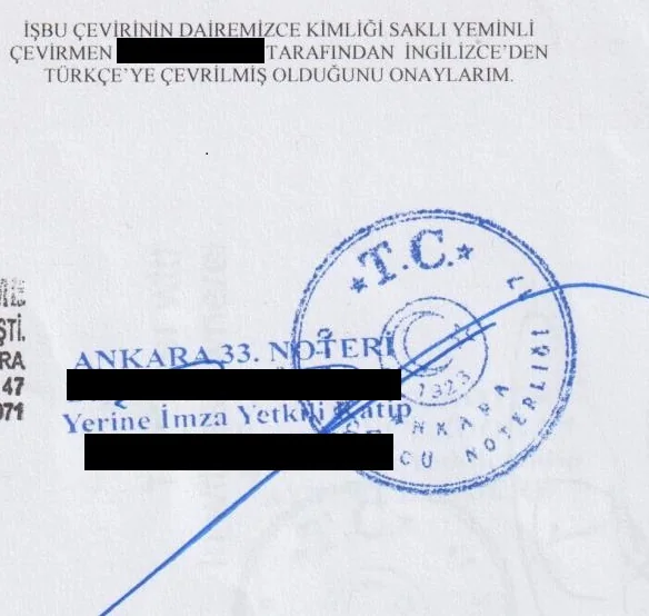 Нотариально заверенный перевод в Турции