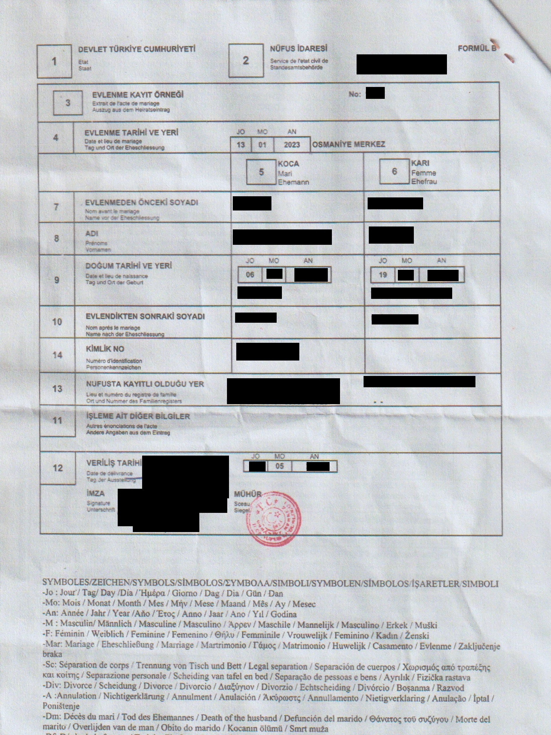 Свидетельство о браке в Турции