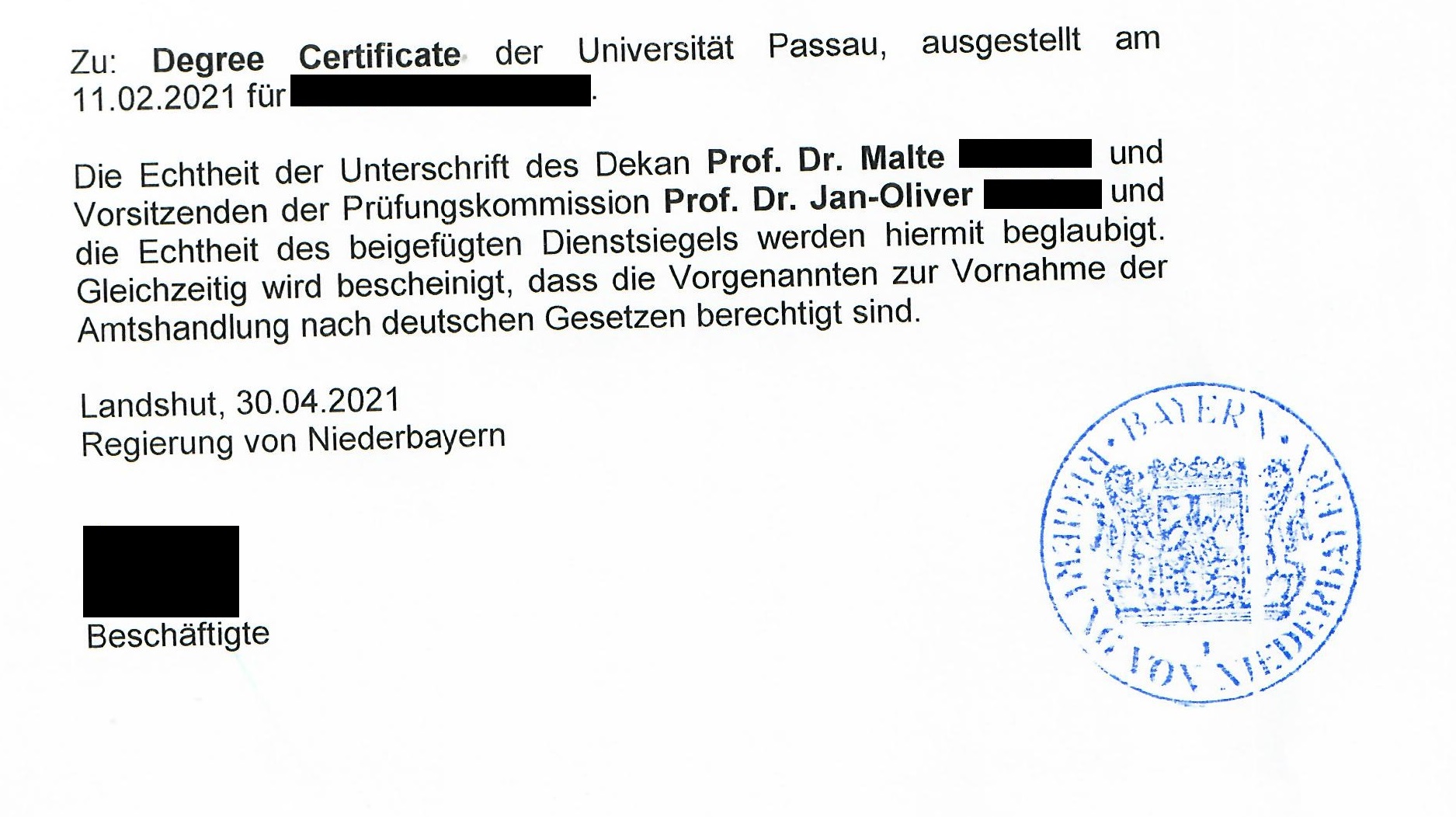 Предваарительное заверение диплома из Германии
