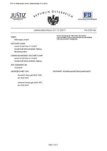 Прочие документы и свидетельства из торгового реестра Австрии