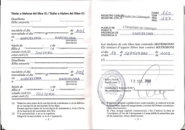 Libro de Familia из Испании