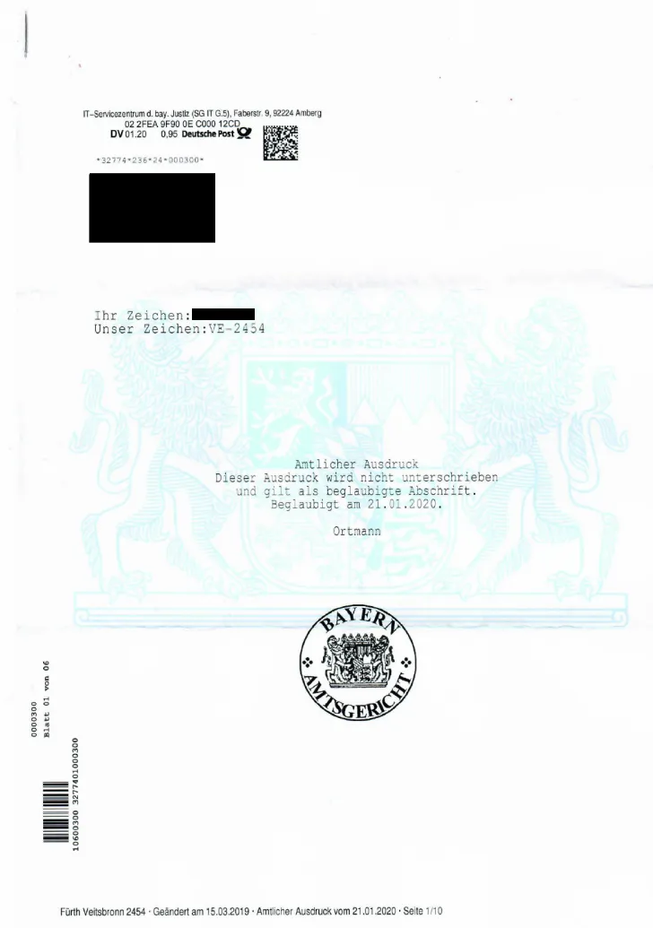 Выписка из реестра недвижимости Германии