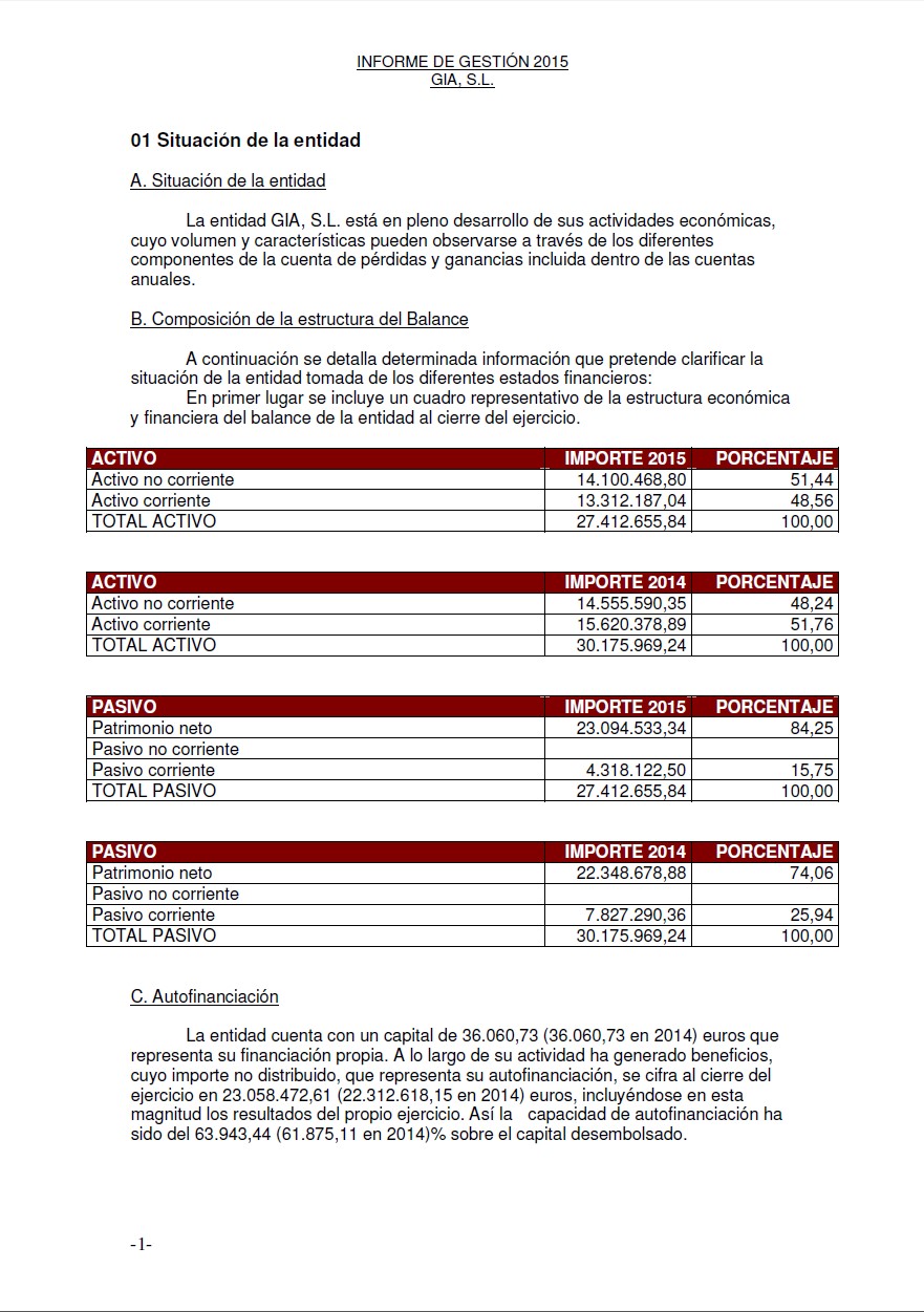 Данные годовой финансовой отчетности из торгового реестра Испании