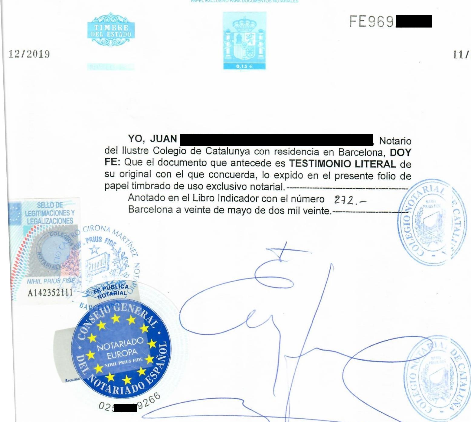 Заверение копии диплома в Испании