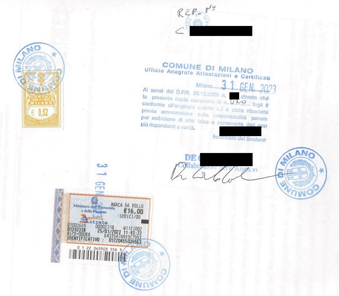 Заверение копии диплома в Италии